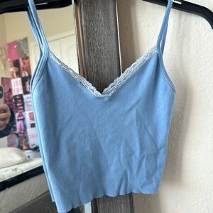 brandy melville lace blue tank top lettuce hem
